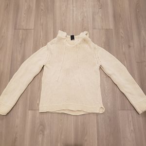 Gap Light Cream Knit Pull Over Hoodie Sweater Size M